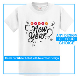 Personalised New Year Eve Tee With Your Own Festival Artwork Printed White T-Shirt